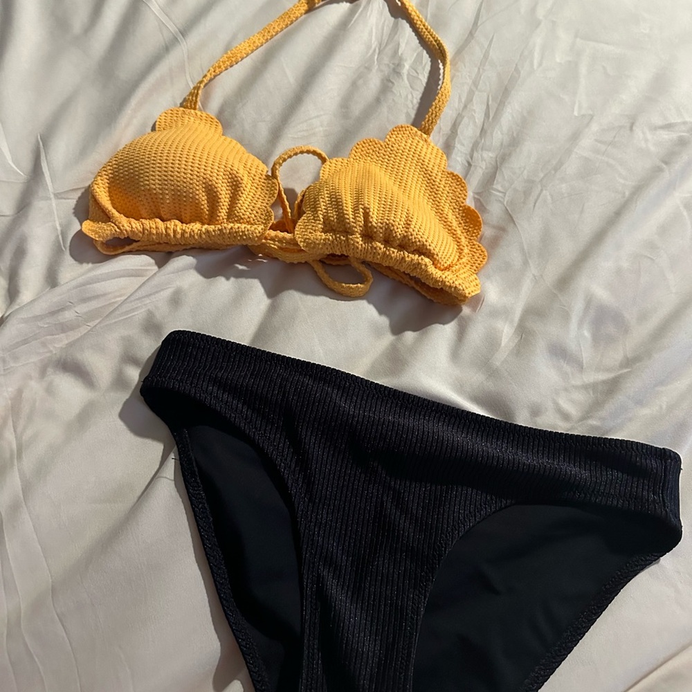 Yellow and Black Bikini Set